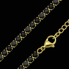 Load image into Gallery viewer, Black Out Tennis Chain – Gold – 18"