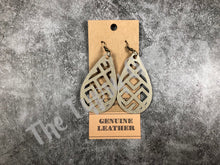 Load image into Gallery viewer, Leather Tribal Teardrop Earrings