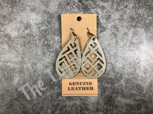 Leather Tribal Teardrop Earrings