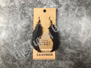 Leather Feather Earrings