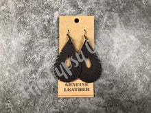 Load image into Gallery viewer, Leather Teardrop Fringe Earrings