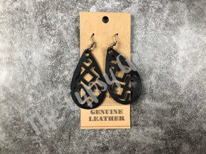 Leather Tribal Teardrop Earrings