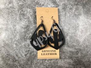 Leather Tear Drop Cactus Earring