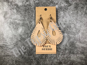 Faux Suede Teardrop Fringe Earrings