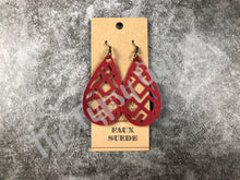 Load image into Gallery viewer, Faux Suede Tribal Teardrop Earrings