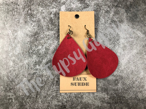 Faux Suede Tear Drop Earrings