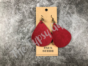 Faux Suede Tear Drop Earrings