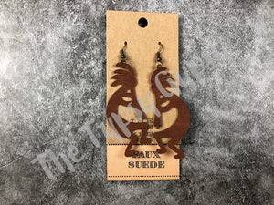 Faux Suede Kokopelli Earrings