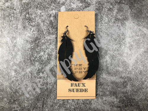 Faux Suede Feather Earrings