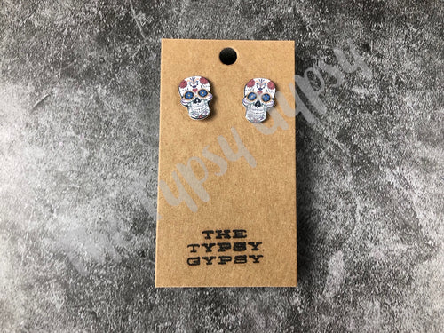 Too Cool for School Sugar Skull Earrings