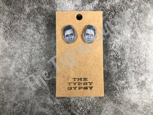 Famous Face Johnny Cash Mugshot Earrings