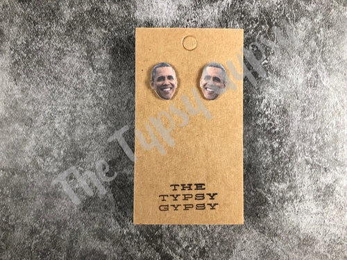 Famous Faces Barack Obama Earrings